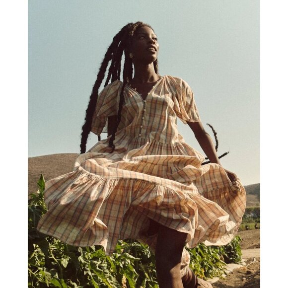 The Great. The Iris Dress in Washed Rose Plaid Size 0 XS Midi - Picture 3 of 6